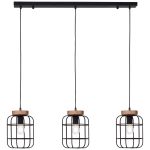 Brilliant Gwen Pendant Metal Wood Black | Suitable for 3x E27