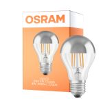 Osram Classic LED E27 Pear Filament Mirror Silver 4W 400lm - 827 Extra Warm White | Replaces 35W