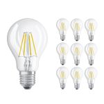 Multipack 10x Osram CLASSIC LED E27 Pear Filament Clear 4W 470lm - 827 Extra Warm White | Replaces 40W
