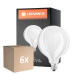 Multipack 6x Ledvance Classic LED E27 Globe Filament Frosted 7.5W 1055lm - 827 Extra Warm White | Dimmable - Replaces 75W