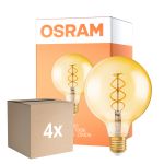 Multipack 4x Osram Vintage 1906 LED E27 Globe Filament Goud 125mm 4W 300lm - 820 Zeer Warm Wit | Dimbaar - Vervangt 28W