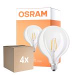 Multipack 4x Osram SuperStar LED E27 Globe 125mm Filament Clear 7W 806lm - 822-827 Dim To Warm | Dimmable - Replaces 60W