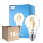 Multipack 10x Philips Corepro LED Bulb E27 Pear Clear 8.5W 1055lm - 840 Cool White | Replaces 75W