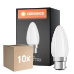 Multipack 10x Ledvance Classic Performance LED Bulb B22d Candle Filament Frosted 4.8W 470lm - 827 Extra Warm White | Dimmable - Replaces 40W