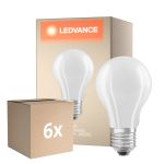 Multipack 6x Osram Classic LED E27 Pear Filament Frosted 11W 1521lm - 840 Cool White | Dimmable - Replaces 100W