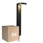 Multipack 3x Nordlux Solar Garden Light Rica Round Stainless Steel Black 4.5W 400lm - 830 Warm White | Motion And Light Sensor