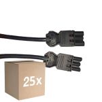 Multipack 25x Noxion GST - Compatible Extension Cable Black - Male + Female - 3m - 3 pole 1,5mm2