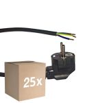 Multipack 25x Noxion Power Supply Cable Black - Schuko Europlug + Open Ends - 5m - 3 pole 0,75mm2