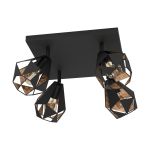 Eglo Ceiling Light Carlton 7 Steel Black Copper | IP20 - Suitable for 4x E27 