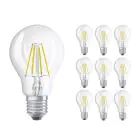 Multipack 10x Osram CLASSIC LED E27 Pear Filament Clear 4W 470lm - 827 Extra Warm White | Replaces 40W