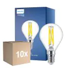 Multipack 10x Philips MASTER LED E14 Ball Filament Clear 2.5W 340lm - 922-927 Dim To Warm | Best Colour Rendering - Dimmable - Replaces 25W