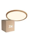 Multipack 3x Nordlux LED Ceiling Light Oja 29 Wood 18W 1600lm - 827 Extra Warm White | 3-Step Dimmable 