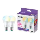 Duopack 2x WiZ Smart LED E27 Pear Frosted 8W 806lm | Best Colour Rendering - Dimmable - Replaces 60W